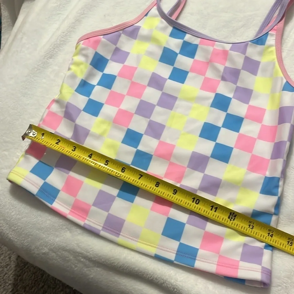 New Wonder Nation Girls' Strappy Tankini Swimsuit UPF 50 2-Piece Size XL 14-16